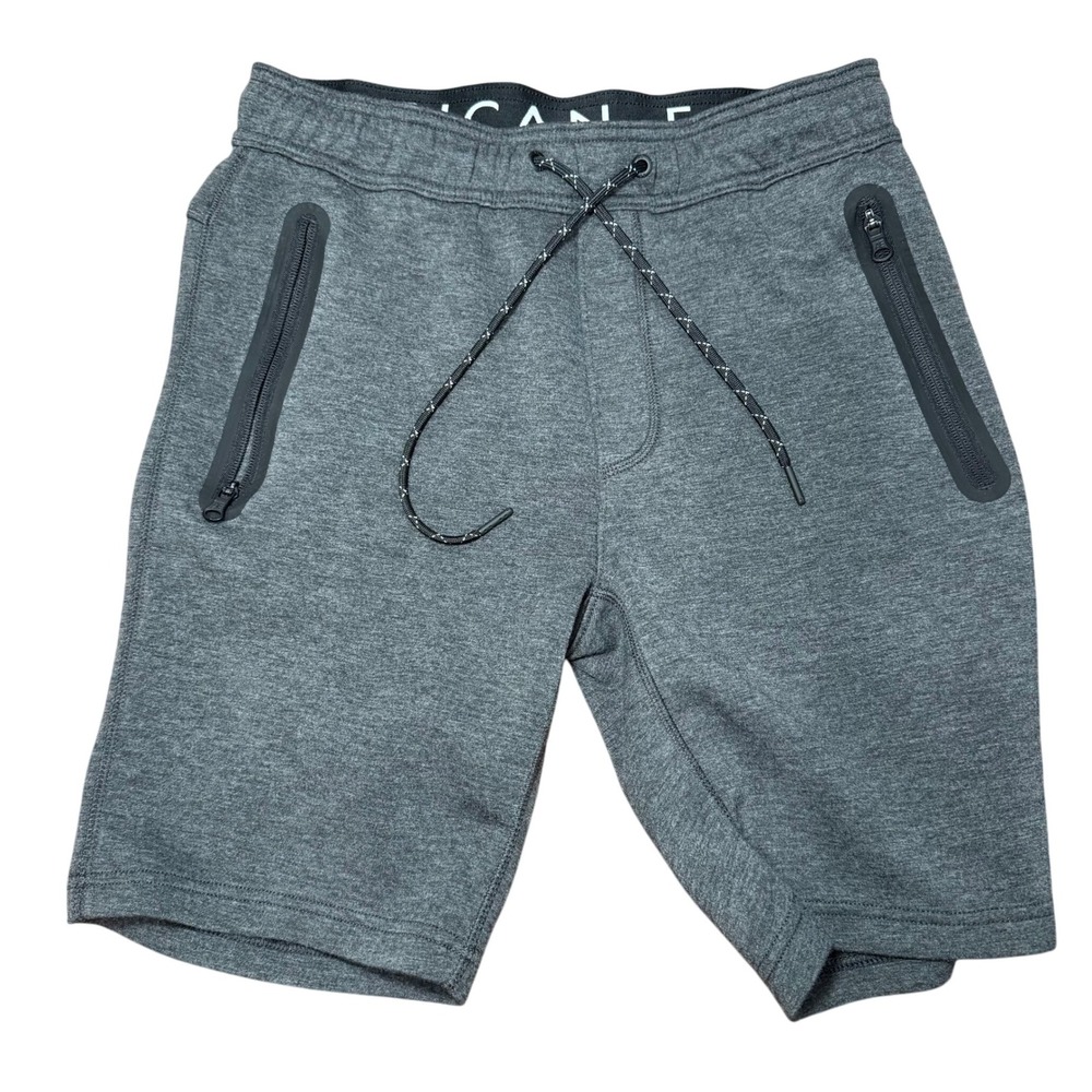 American Eagle Men's Tech Fleece Performance Shorts S Gray‎ Zip Pockets Athletic